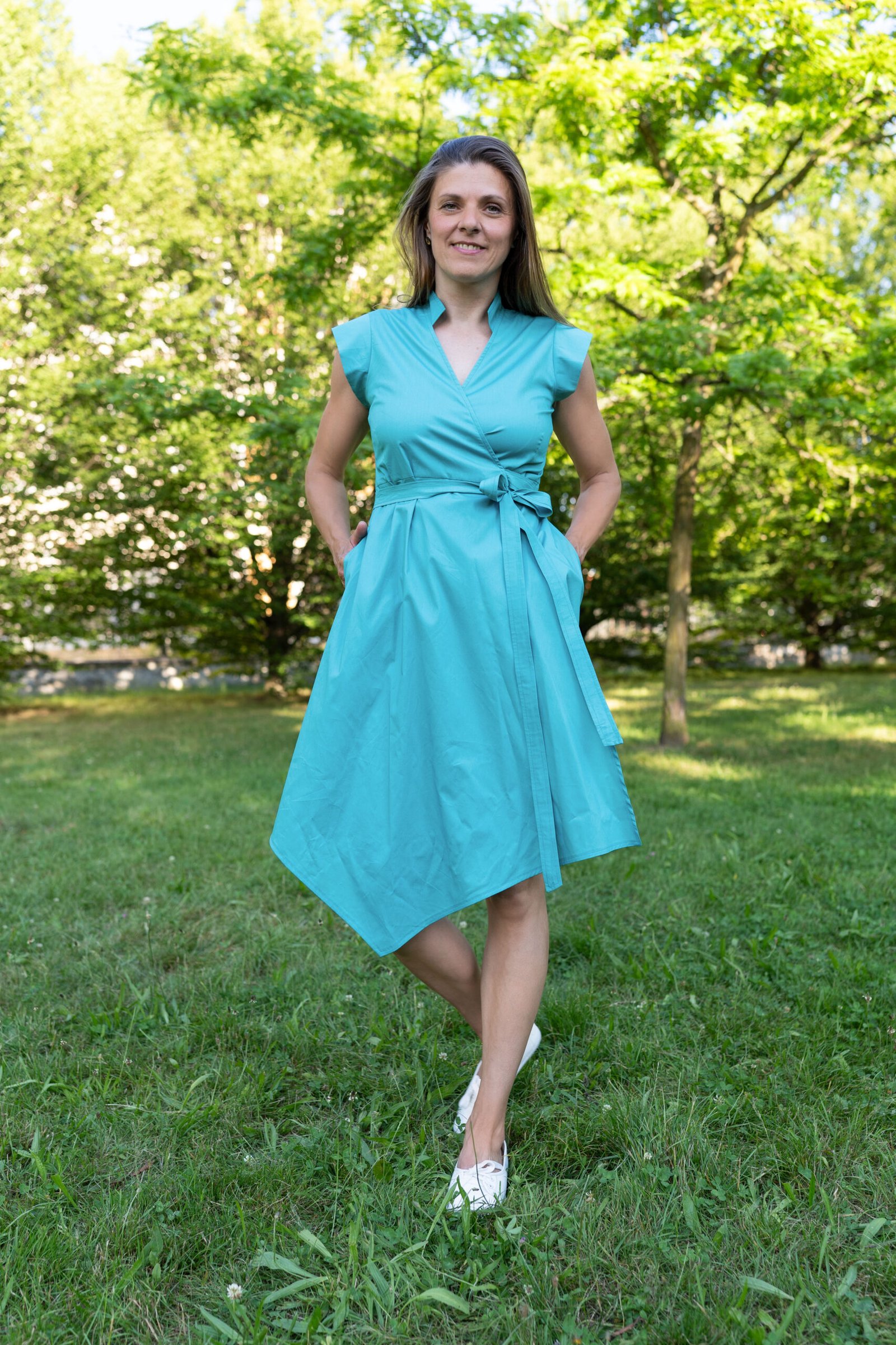 zavinovací šaty tyrkysově zelená